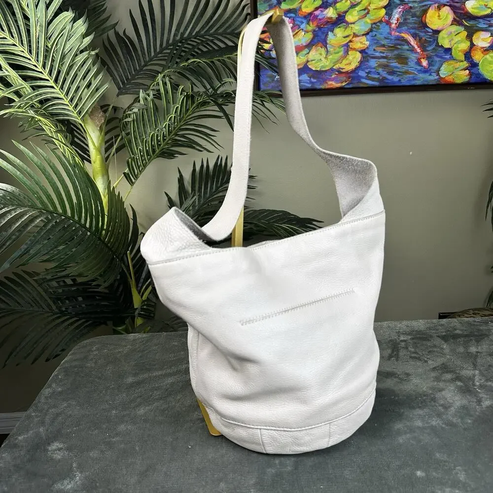 the Sak Leather Hobo bucket Ivory soft Straw embelishment hippie